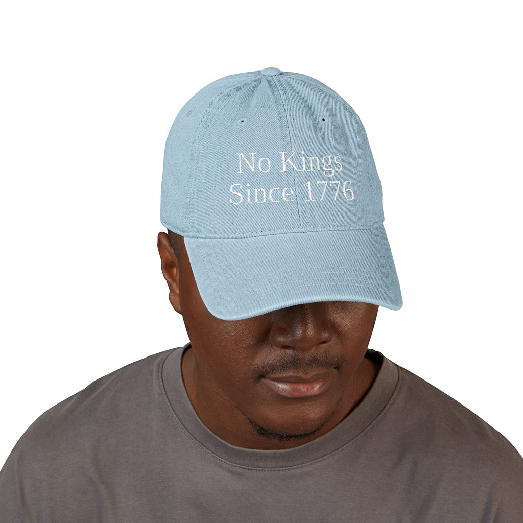 Patriotic Embroidered Denim Hat - No Kings Since 1776