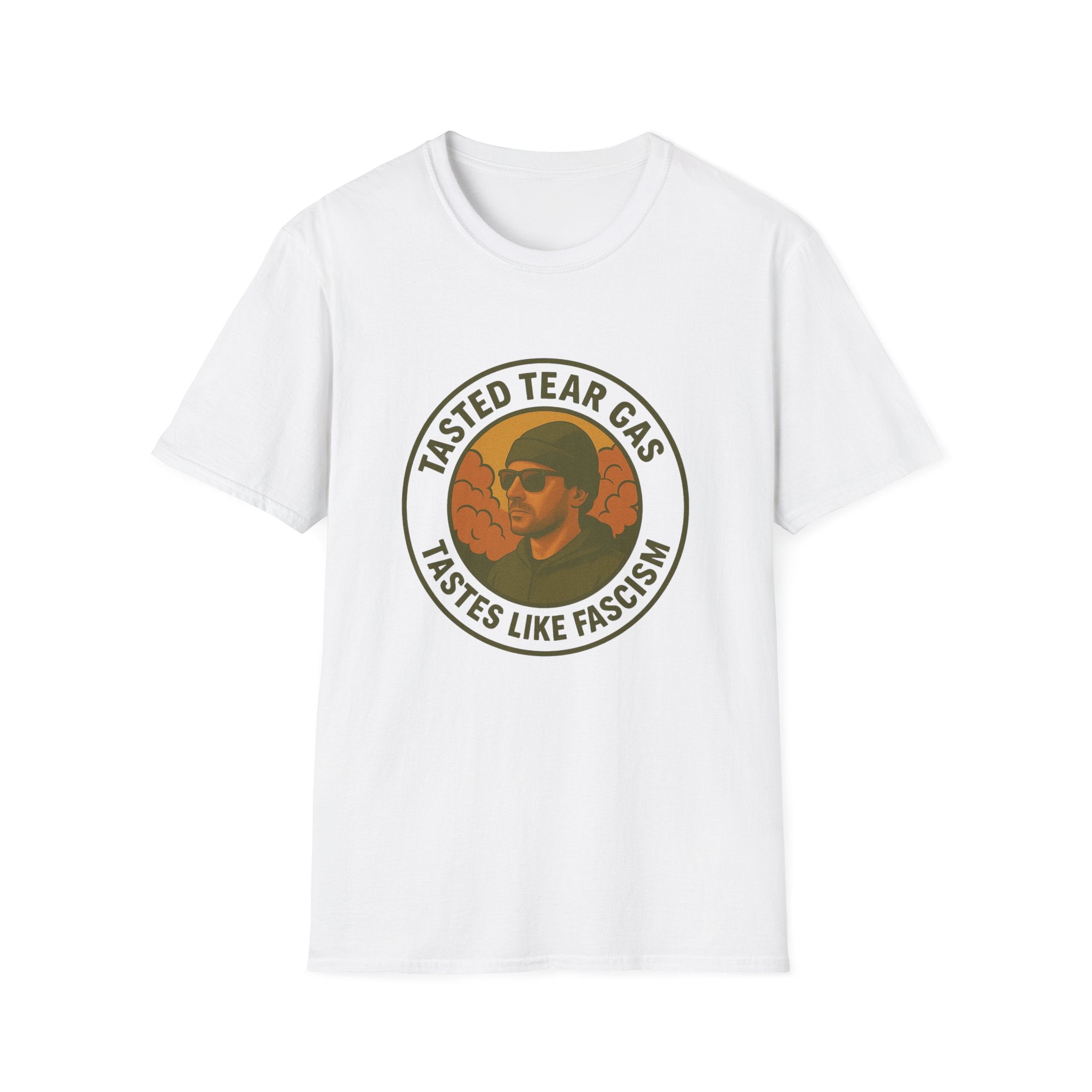 Protests T-Shirt with Bold Graphic: 'Tasted Tear Gas, Tastes Like Fascism'