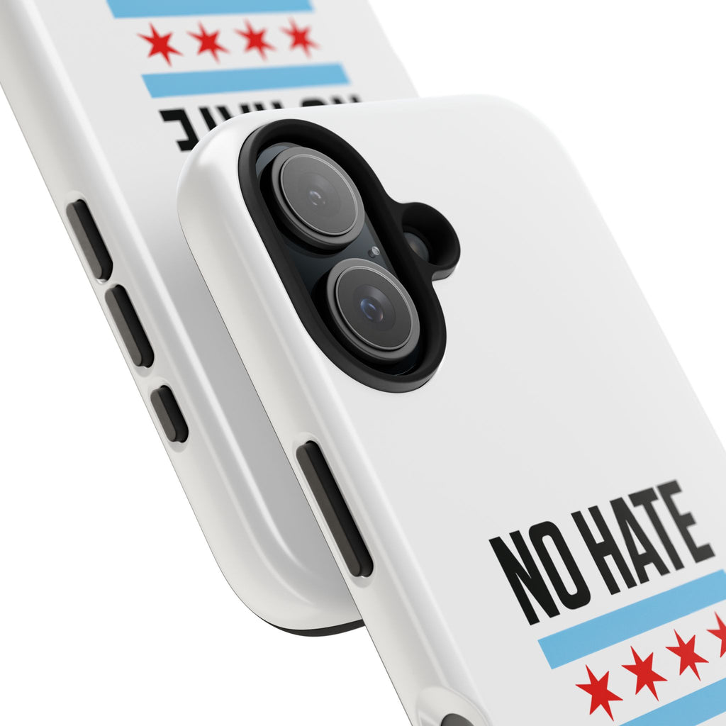 Tough Phone Cases with Chicago Flag Design, No Hate Chicago Mobile Case, Gift for Chicago Lovers, Pride Accessories,  Holiday Present