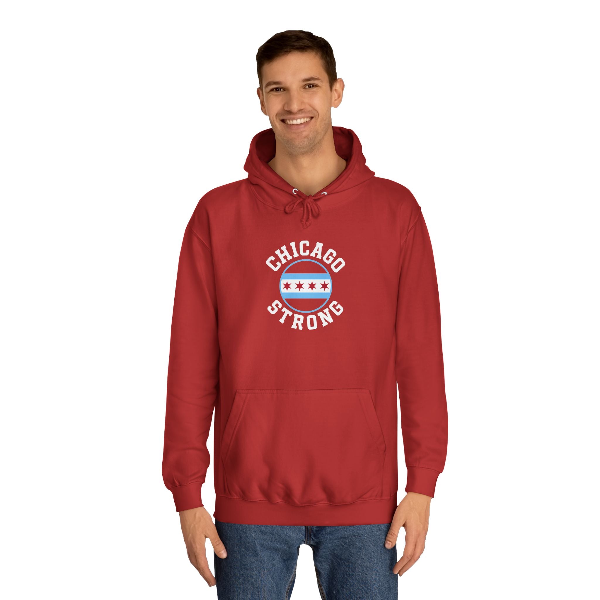 Chicago Strong Unisex Hoodie - Chicagoland Pride Pullover with Chicago Flag Emblem