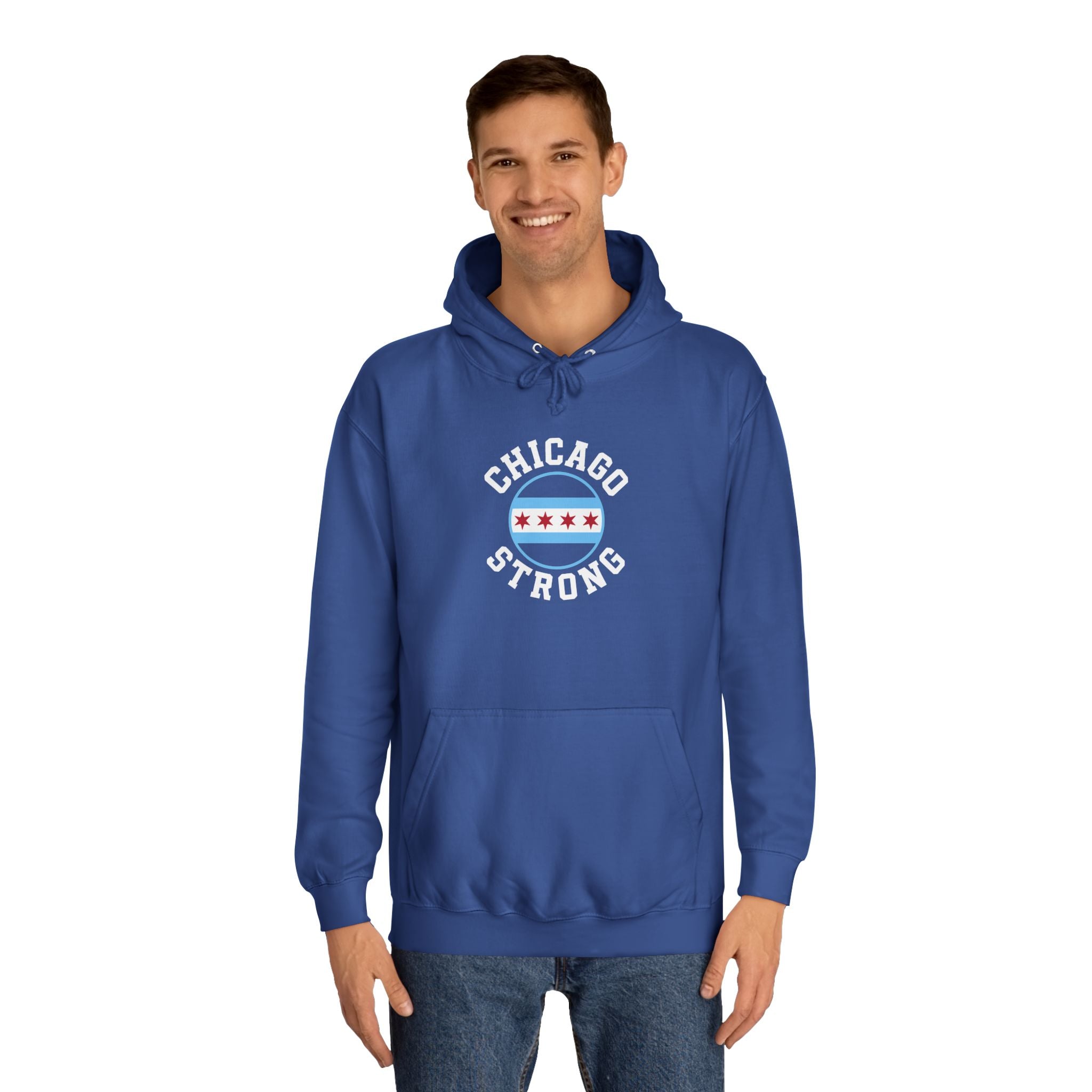 Chicago Strong Unisex Hoodie - Chicagoland Pride Pullover with Chicago Flag Emblem