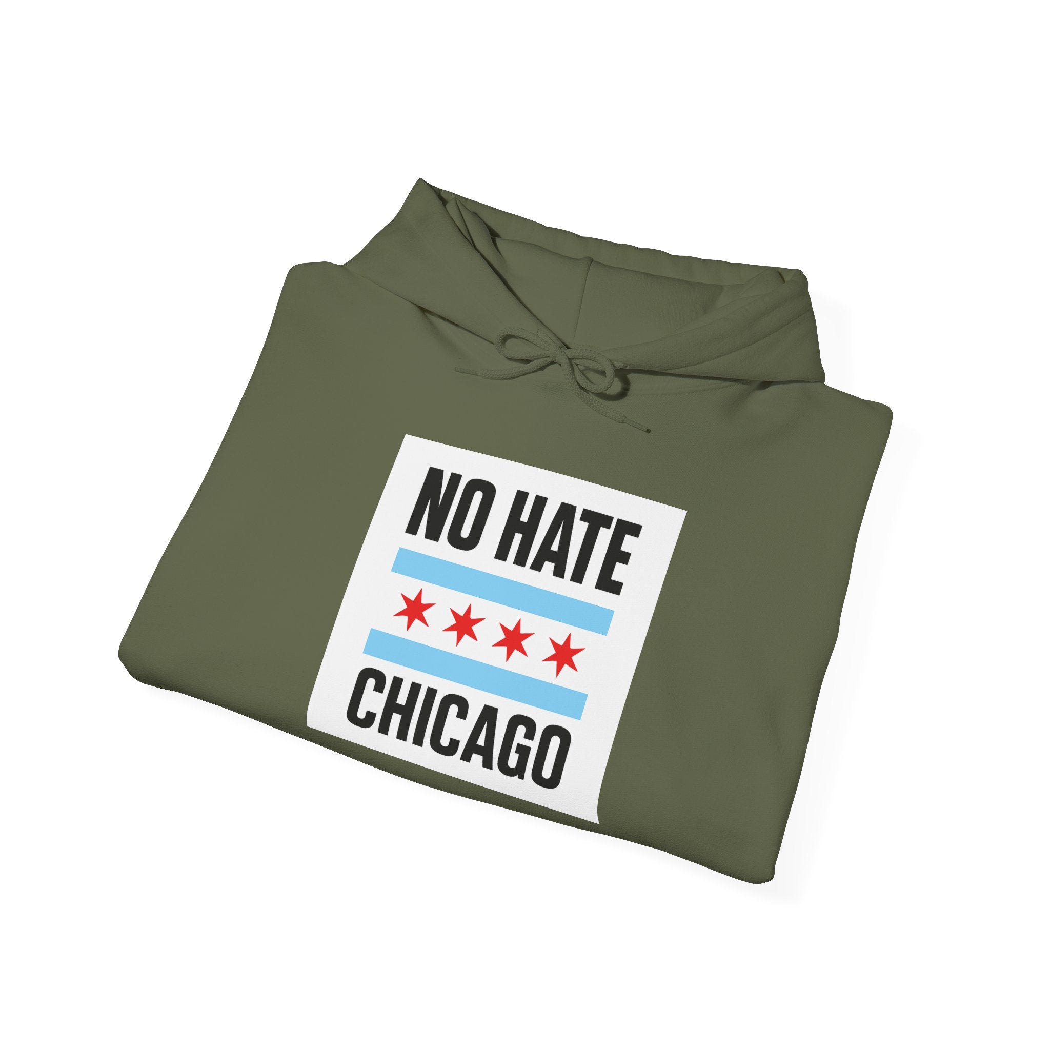 Unisex Hoodie with No Hate Chicago Design | Cozy Streetwear, Gift for Chicagoans, Political Statement, Casual Wear, Apparel