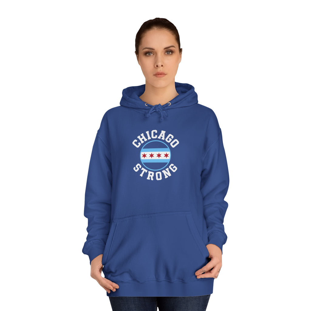 Chicago Strong Unisex Hoodie - Chicagoland Pride Pullover with Chicago Flag Emblem