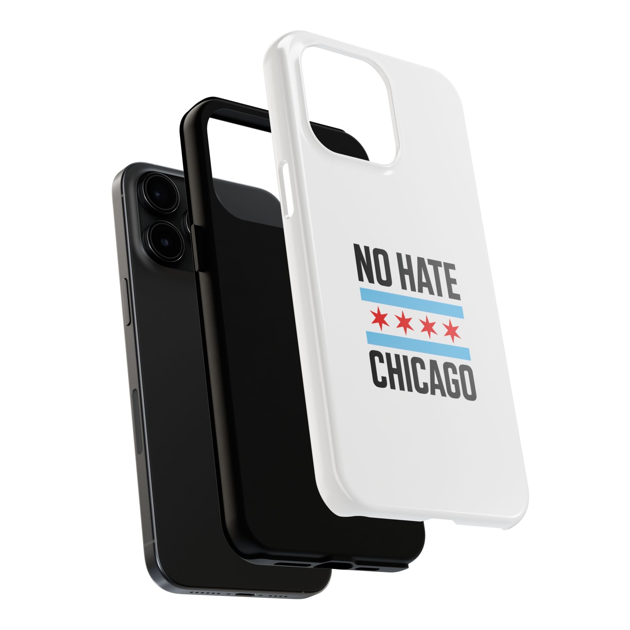 Tough Phone Cases with Chicago Flag Design, No Hate Chicago Mobile Case, Gift for Chicago Lovers, Pride Accessories,  Holiday Present
