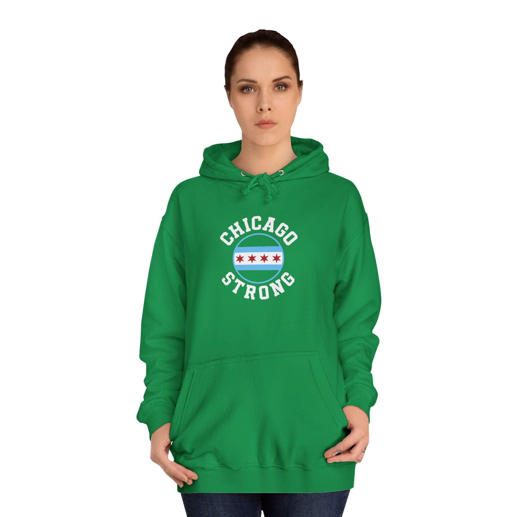Chicago Strong Unisex Hoodie - Chicagoland Pride Pullover with Chicago Flag Emblem