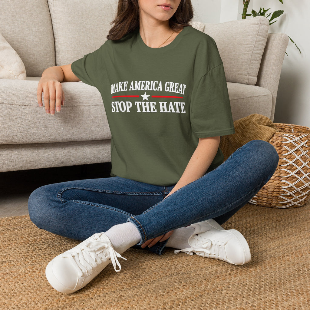 Stop the Hate T-Shirt - "Make America Great" Patriotic Anti-Hate Tee