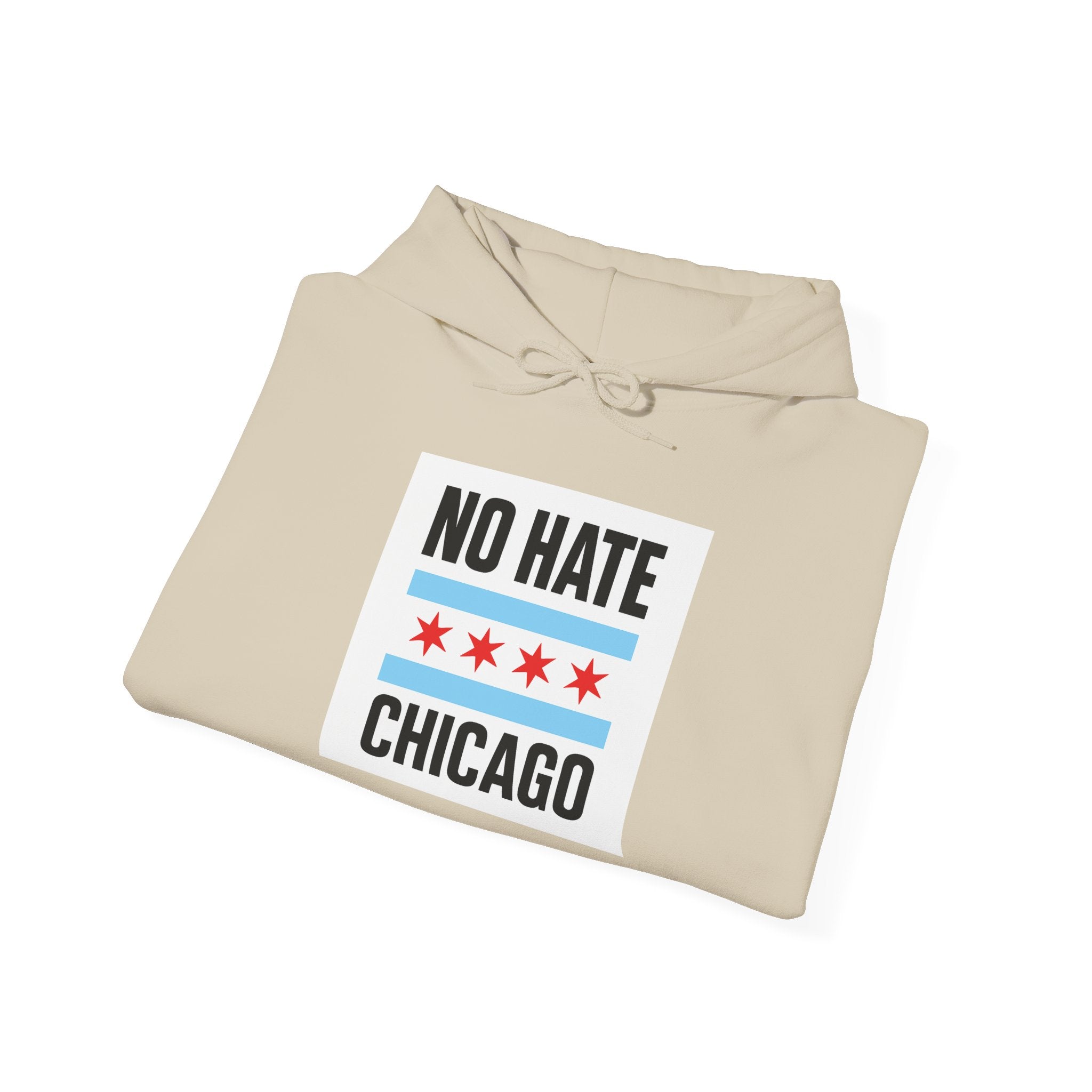 Unisex Hoodie with No Hate Chicago Design | Cozy Streetwear, Gift for Chicagoans, Political Statement, Casual Wear, Apparel