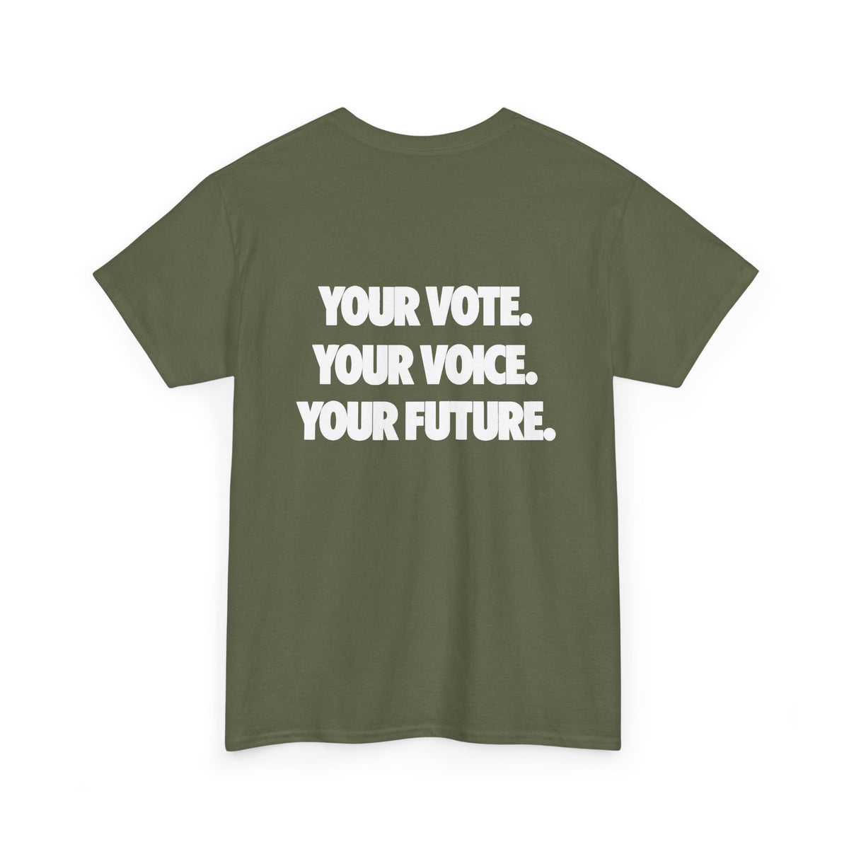 Political Statement Tee — “The Only Difference Between Trump and a Flying Pig Is the Letter ‘F’” (Back: Your Vote, Your Voice, Your Future)