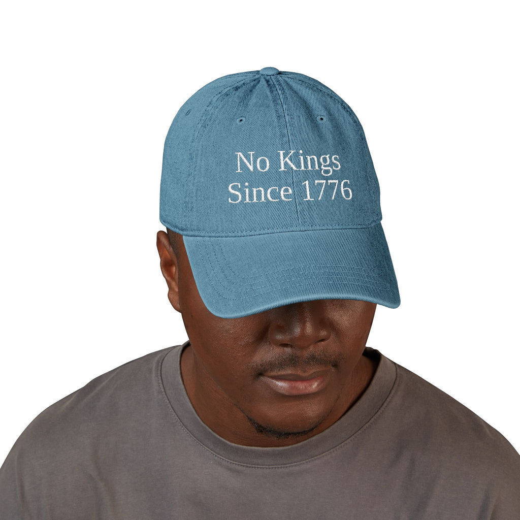 Patriotic Embroidered Denim Hat - No Kings Since 1776