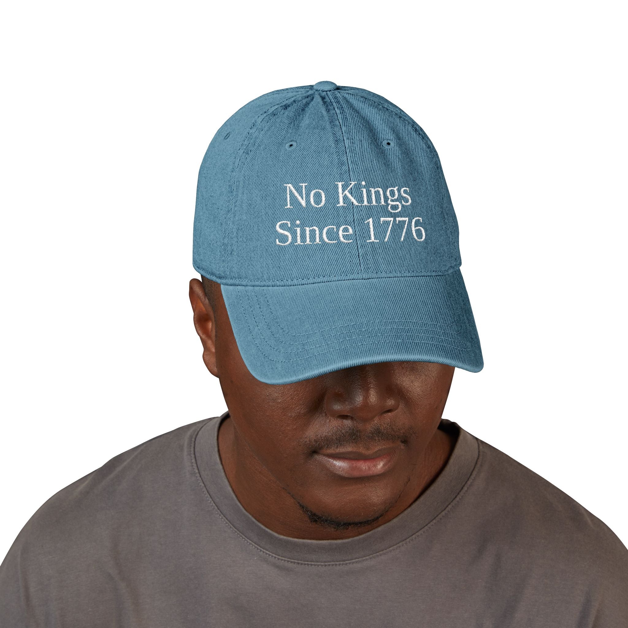 Patriotic Embroidered Denim Hat - No Kings Since 1776