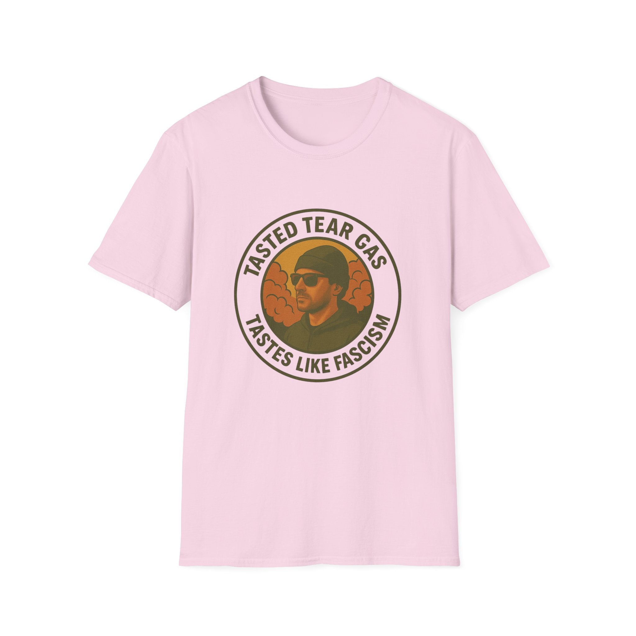 Protests T-Shirt with Bold Graphic: 'Tasted Tear Gas, Tastes Like Fascism'