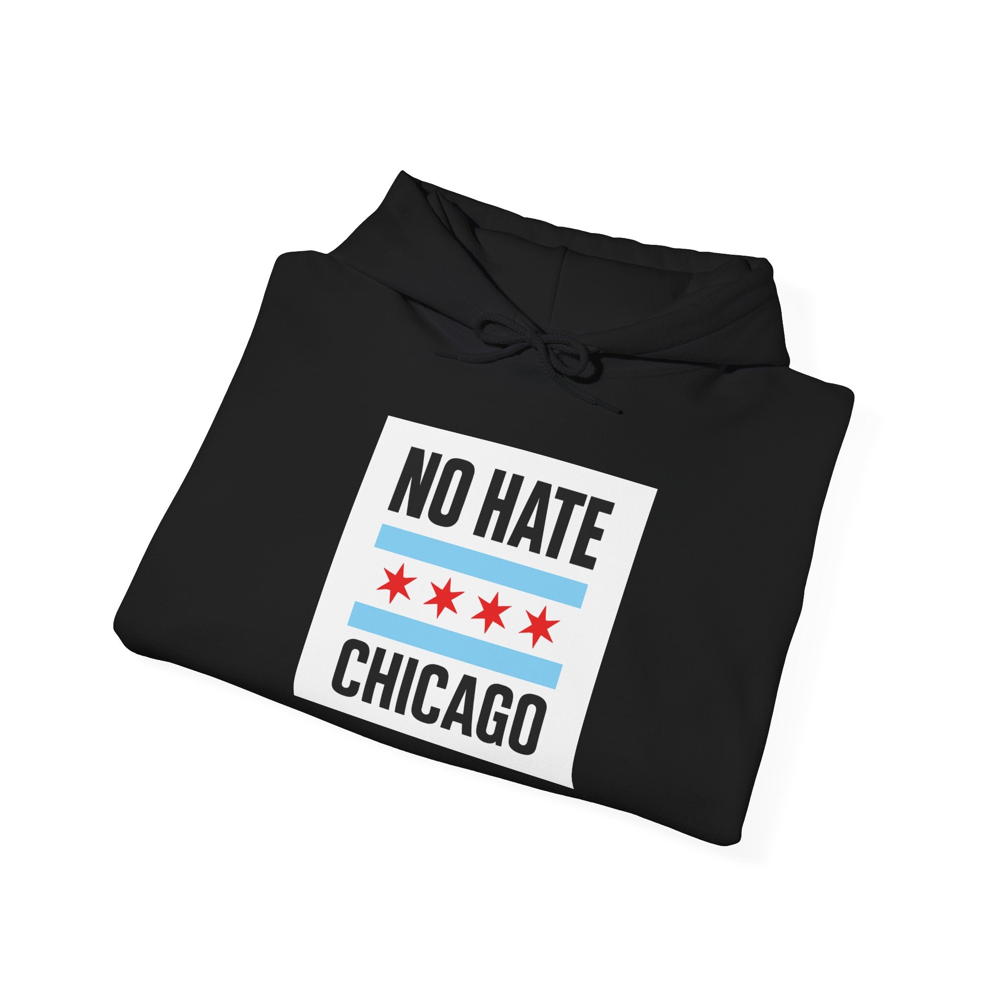 Unisex Hoodie with No Hate Chicago Design | Cozy Streetwear, Gift for Chicagoans, Political Statement, Casual Wear, Apparel