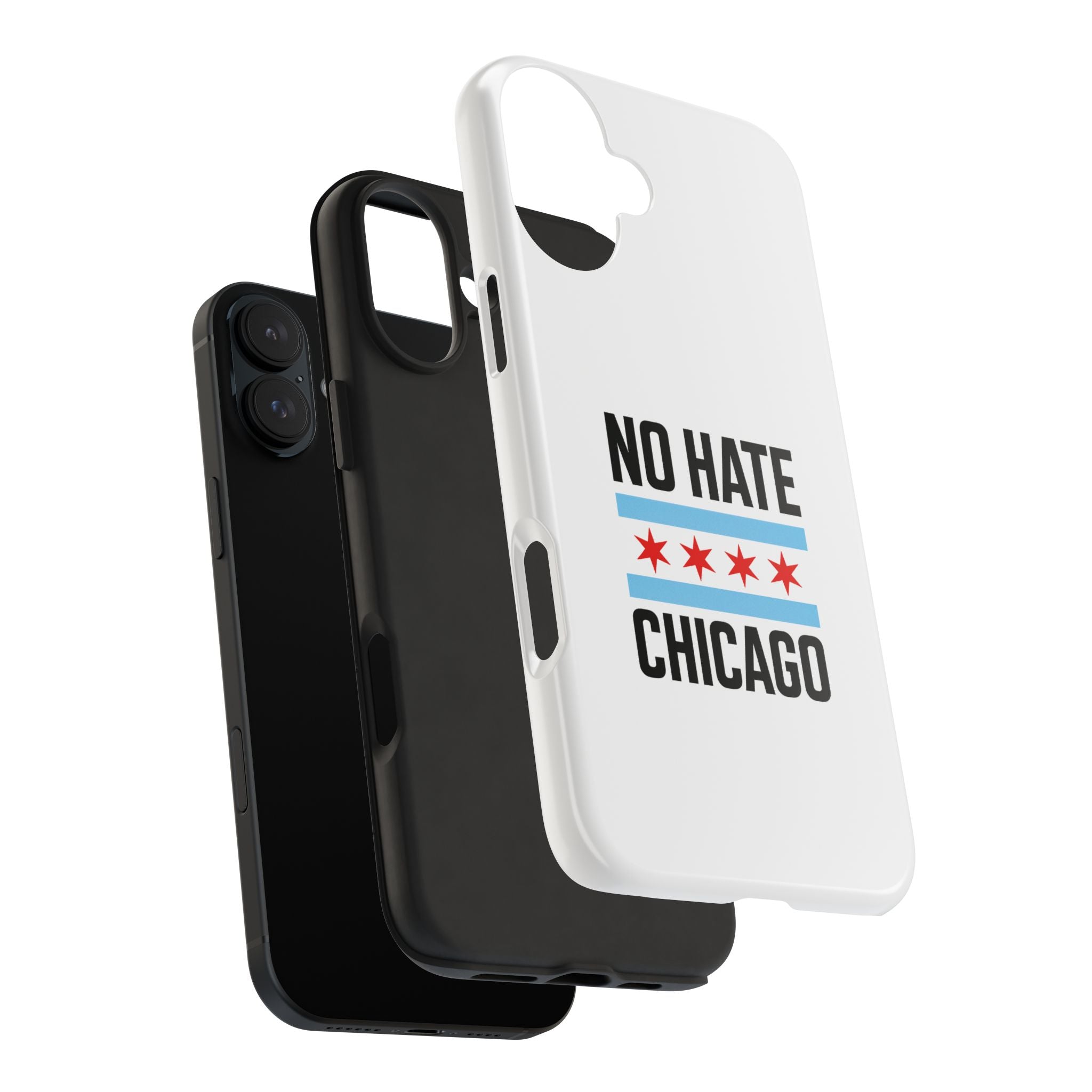 Tough Phone Cases with Chicago Flag Design, No Hate Chicago Mobile Case, Gift for Chicago Lovers, Pride Accessories,  Holiday Present