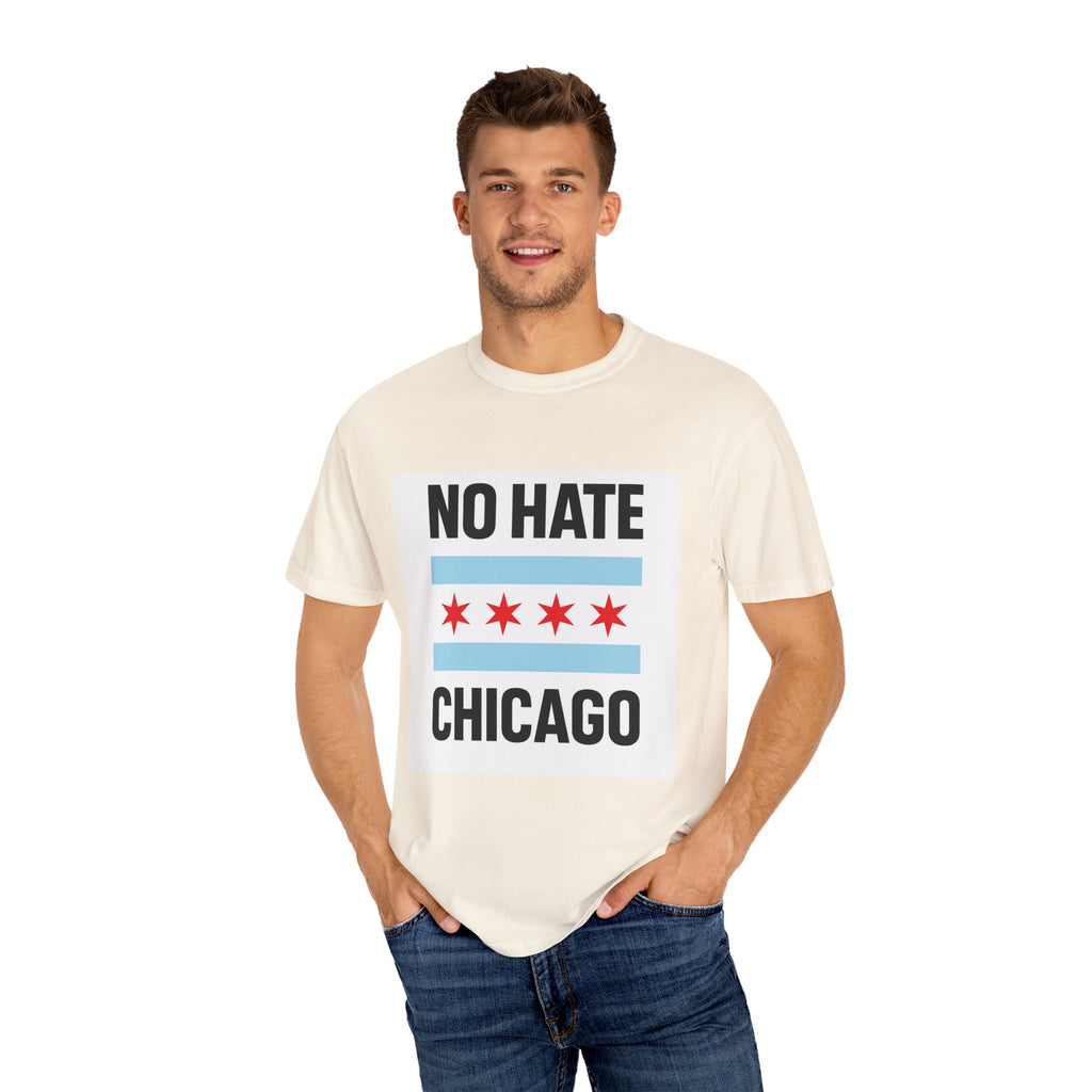 Chicago Pride Unisex T-Shirt - No Hate Chicago Activism, Social Justice, LGBTQ+ Apparel