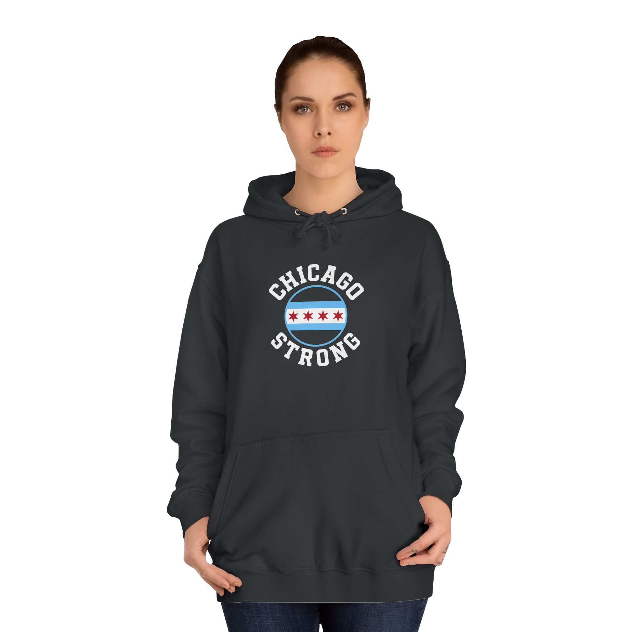 Chicago Strong Unisex Hoodie - Chicagoland Pride Pullover with Chicago Flag Emblem