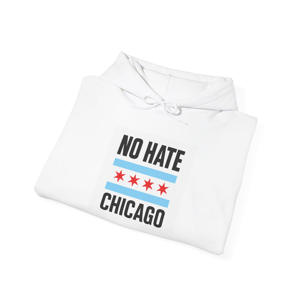 Unisex Hoodie with No Hate Chicago Design | Cozy Streetwear, Gift for Chicagoans, Political Statement, Casual Wear, Apparel