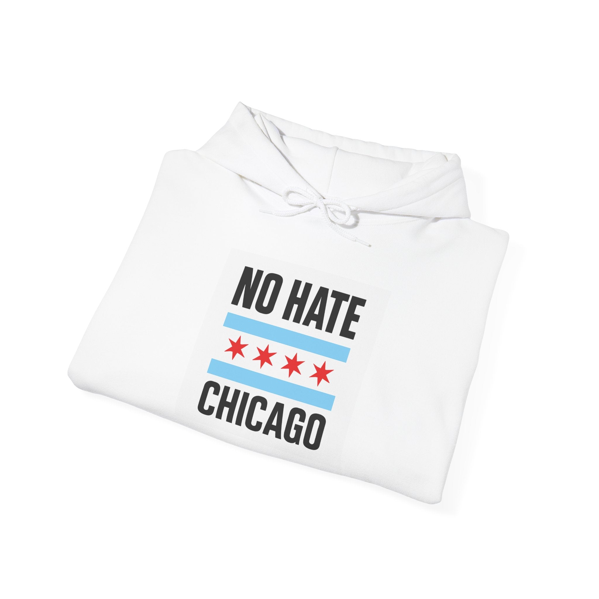 Unisex Hoodie with No Hate Chicago Design | Cozy Streetwear, Gift for Chicagoans, Political Statement, Casual Wear, Apparel