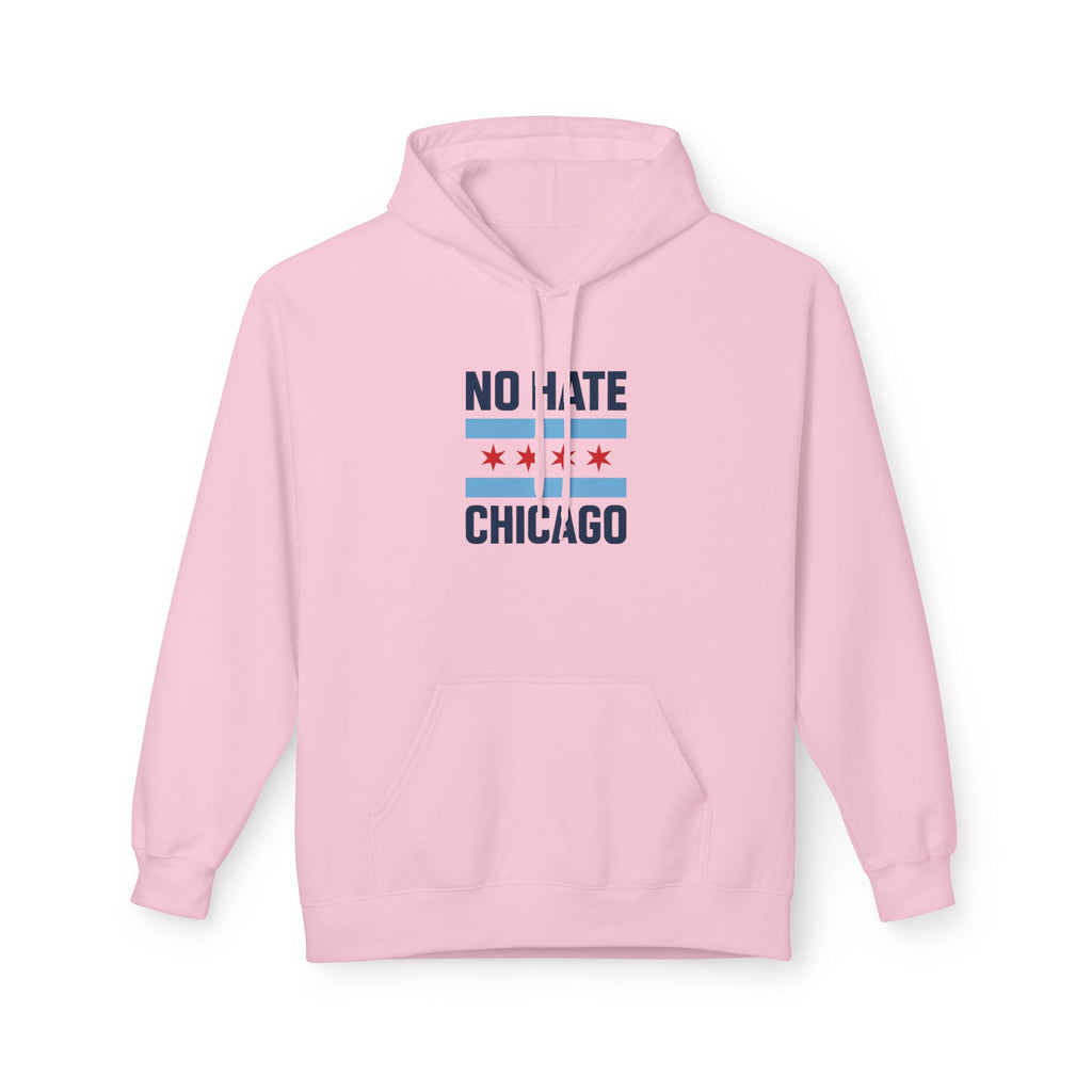 Chicago No Hate Fleece Hoodie, Unisex Casual Sweatshirt, Cozy Gift for Friends, City Pride Apparel, Perfect for Everyday Wear