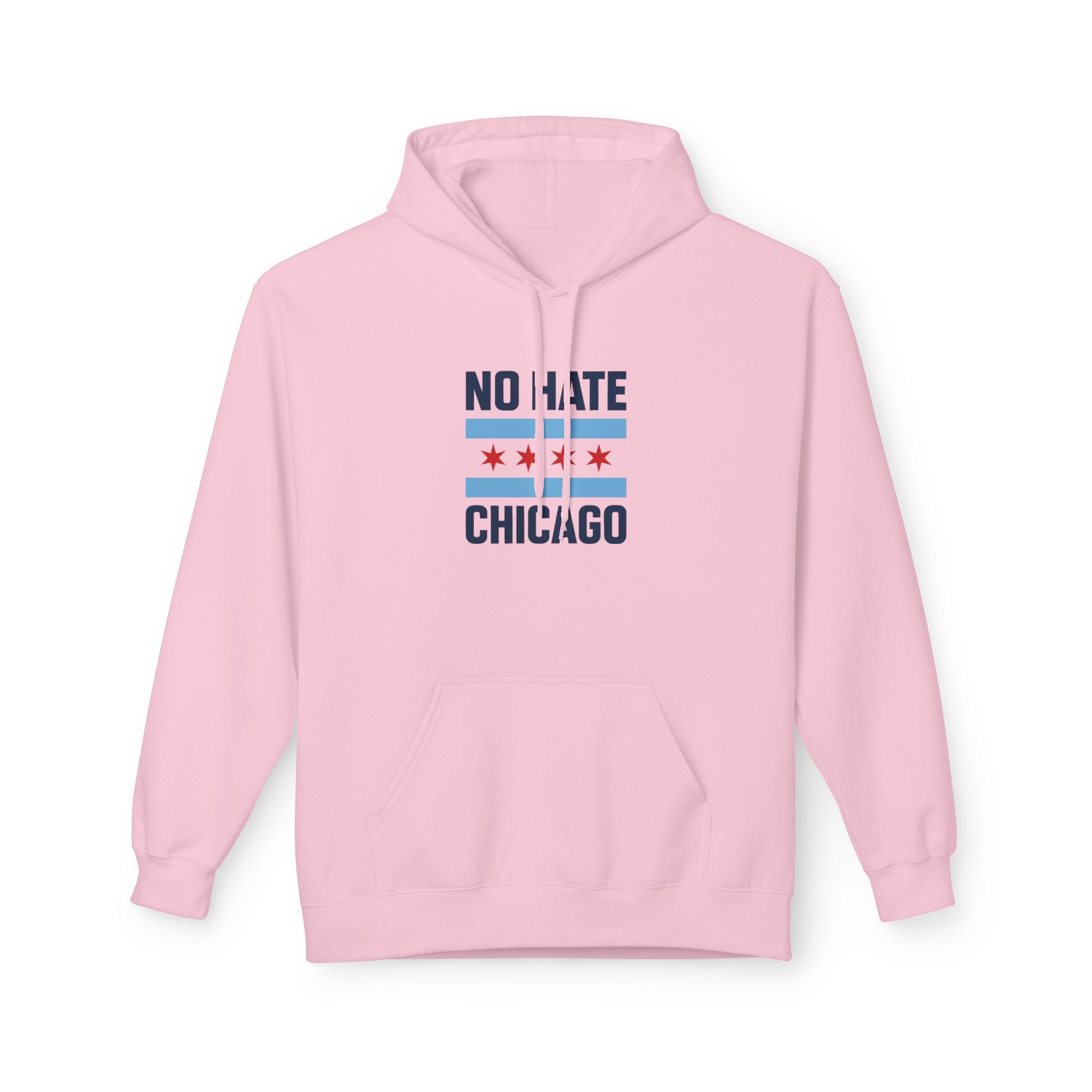 Chicago No Hate Fleece Hoodie, Unisex Casual Sweatshirt, Cozy Gift for Friends, City Pride Apparel, Perfect for Everyday Wear