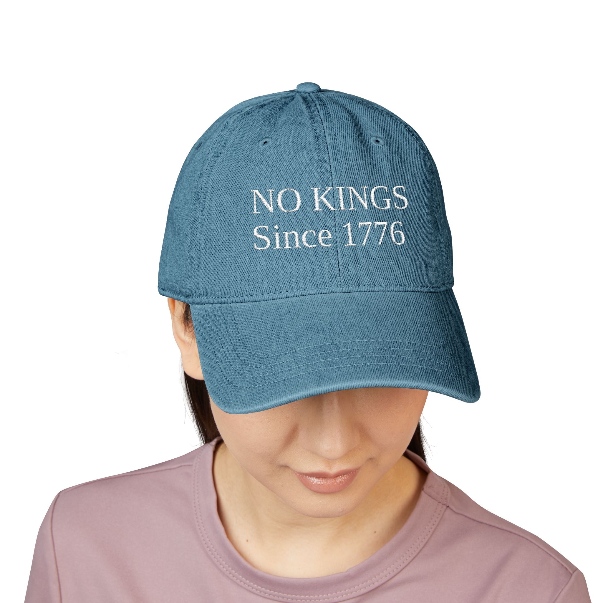 Embroidered Denim Hat - No King Since 1776 Protest Social Justice Activism
